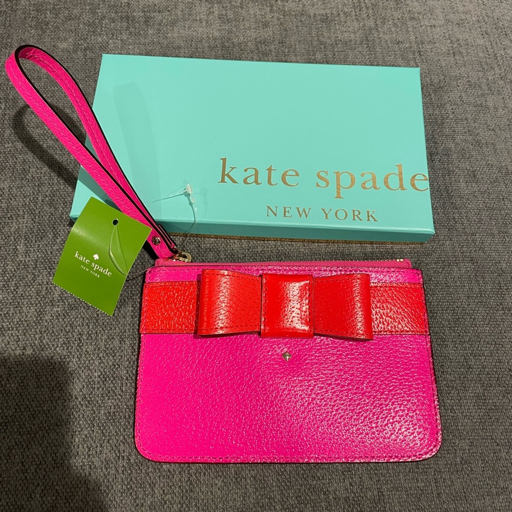 Kate Spade Kirk Park Bee pink/red Bow Wristlet